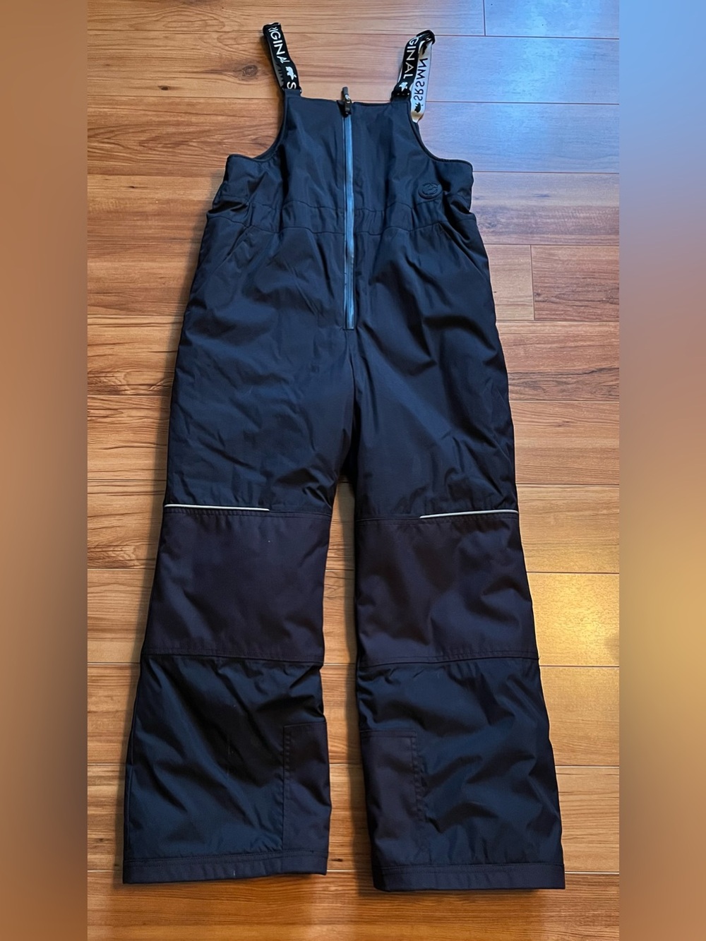 Children's Black Insulated Snow Bib Overalls with Straps